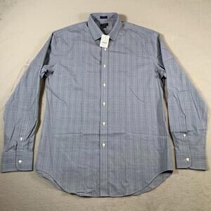 J Crew Shirt Men's Large Blue Slim Flex Wrinkle Free Micro Check Long Sleeve NEW